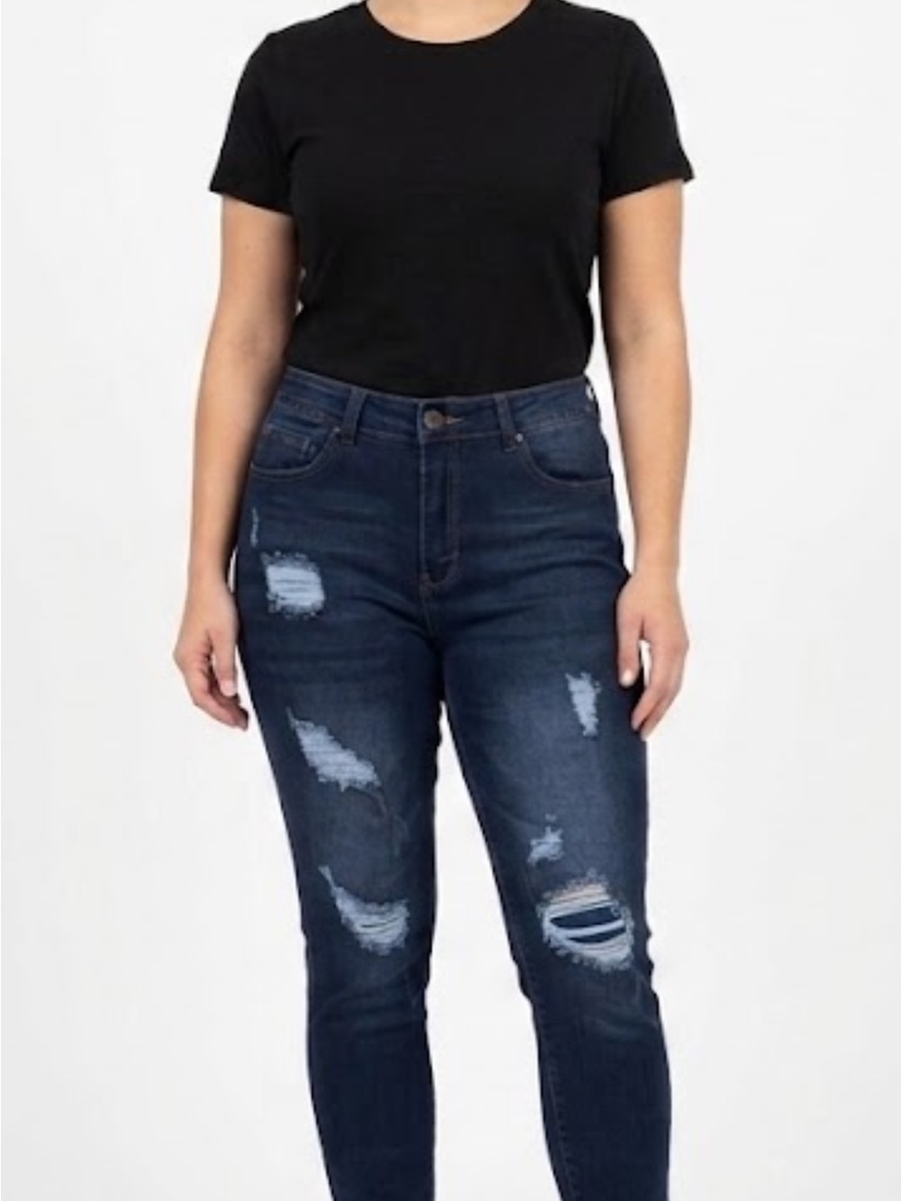 Wax Jean Women’s Skinny Dark Blue Ripped Jeans